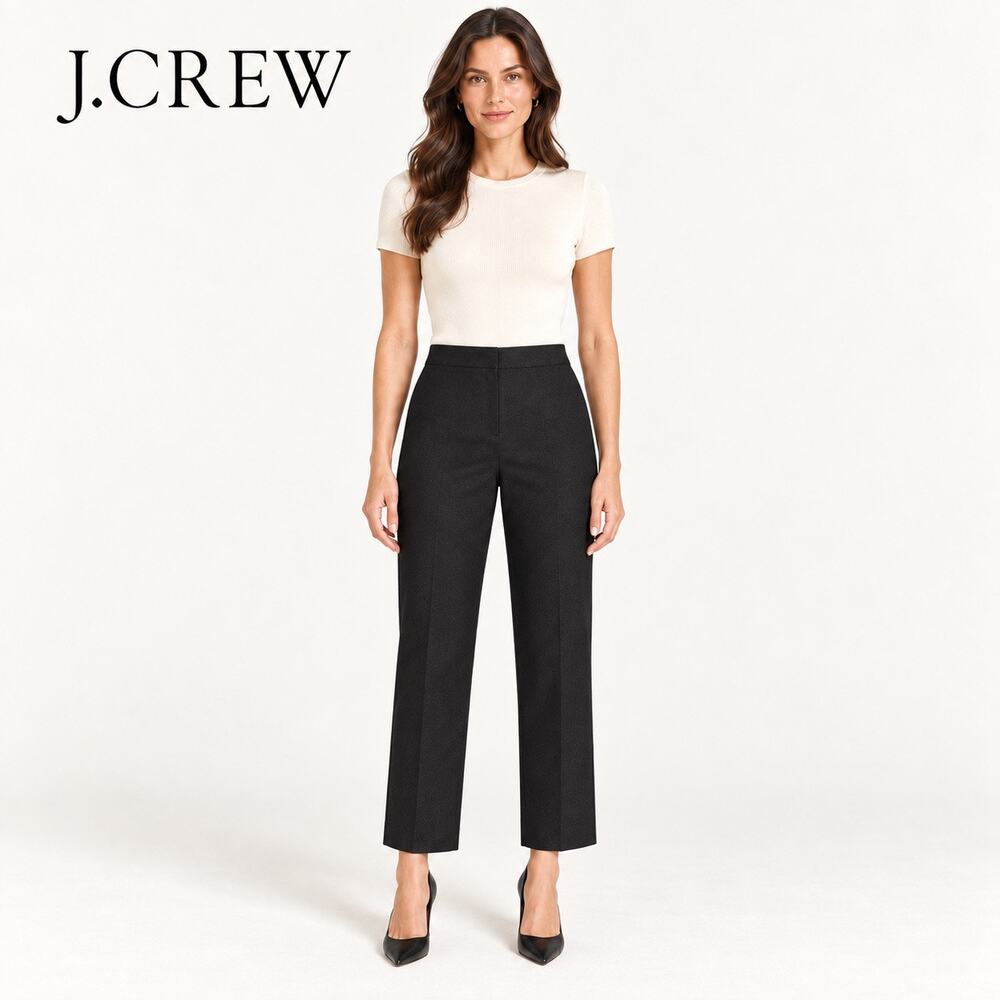 Quiet Luxury Black Linen Straight Leg Trousers J.Crew Kate Pants Minimalist 4